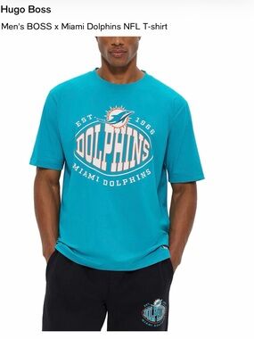Hugo Boss Teal Miami Dolphins Graphic Short Sleeve Tee - Size M